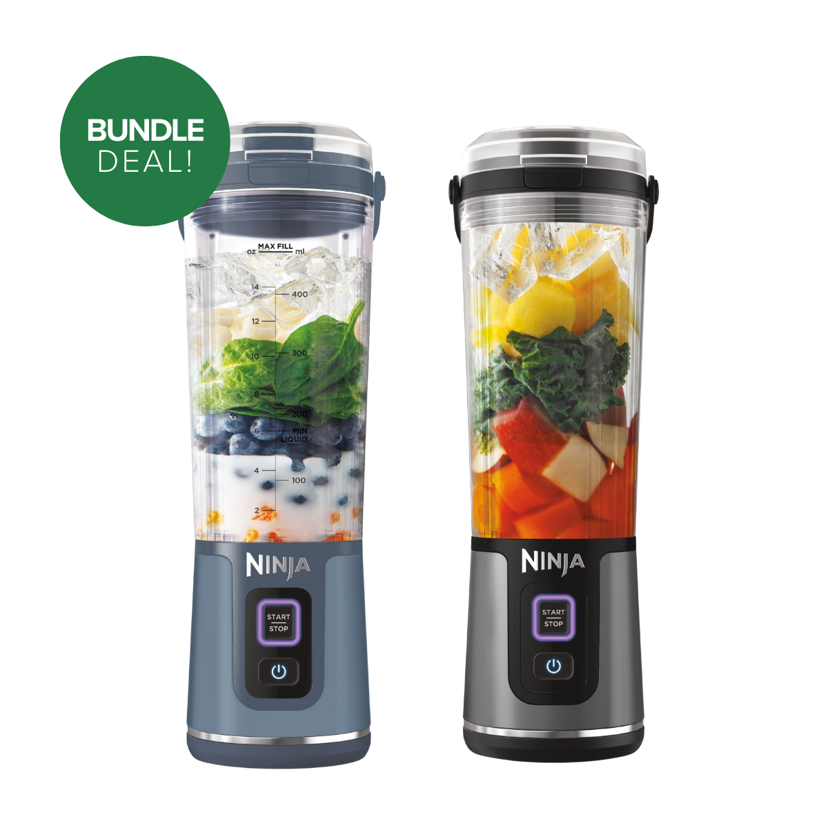 Ninja Blender Blast 530ML Black & Blue Bundle